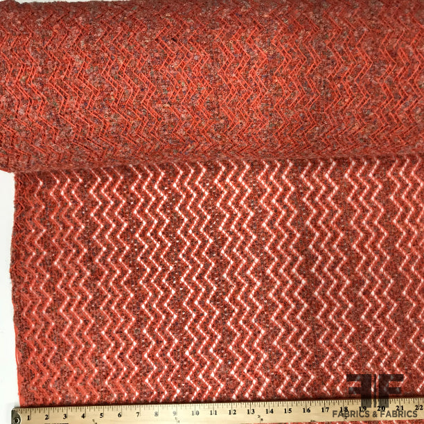 Chevron Wool Boucle Crochet Knit - Orange/Multicolor