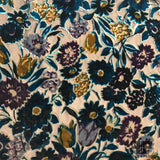 Floral Cut Silk Velvet - Blue/Violet/Gold - Fabrics & Fabrics