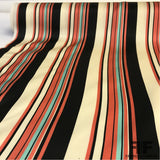 Striped Silk Charmeuse - Salmon/Aqua/Off-White/Black