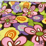 Groovy 60's Floral Printed Silk Charmeuse - Multicolor