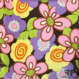 60's Floral Printed Silk Charmeuse - Multicolor - Fabrics & Fabrics