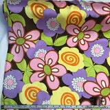 60's Floral Printed Silk Charmeuse - Multicolor - Fabrics & Fabrics