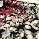 Rose Petal Gradient Silk Charmeuse - Red/White/Black