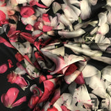 Rose Petal Gradient Silk Charmeuse - Red/White/Black