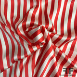 Candy Striped Silk Charmeuse Panel - Red/White