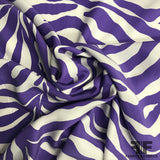 Zebra Striped Silk Charmeuse - Purple/White