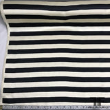 Striped Crepe Back Satin - Black/Off-White