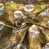 Italian Floral Printed Silk Taffeta - Gold/Green/White