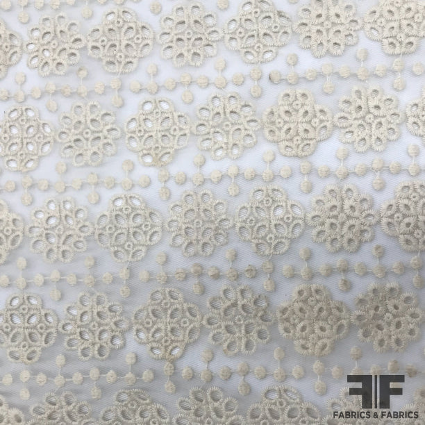 Eyelet/Embroidered Organza - Off-White