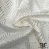 Italian Silk/Cotton Geometric Burnout - White