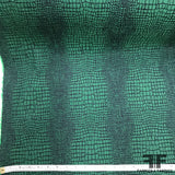 Italian Alligator Stretch Brocade - Green/Black - Fabrics & Fabrics