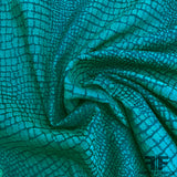 Italian Alligator Stretch Brocade - Green/Black - Fabrics & Fabrics
