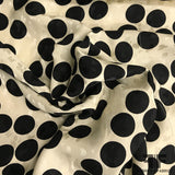 Polka Dot Printed Silk Jacquard - Ivory/Black