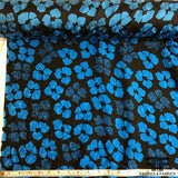Floral Printed Silk Jacquard - Black/Blue