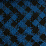 Gingham Houndstooth Printed Silk Jacquard - Black/Blue
