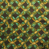 Abstract Check Printed Silk Jacquard - Green/Brown/Blue