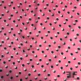 Polka Dot Printed Silk Jacquard - Pink/Navy/White