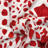 Italian Abstract Animal Print Silk Jacquard Blend - Red/White