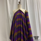 Swiss Striped Silk Jacquard - Purple/Rust/Blue