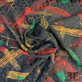 Brushstroke Abstract Silk Jacquard - Black/Red/Gold