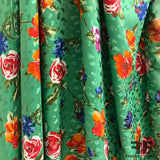 Floral Printed Silk Jacquard - Green/Multicolor