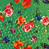 Floral Printed Silk Jacquard - Green/Multicolor
