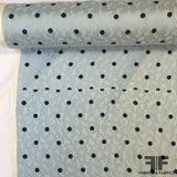 Polka Dot Printed Silk Jacquard Panel - Blue/Navy/Off White