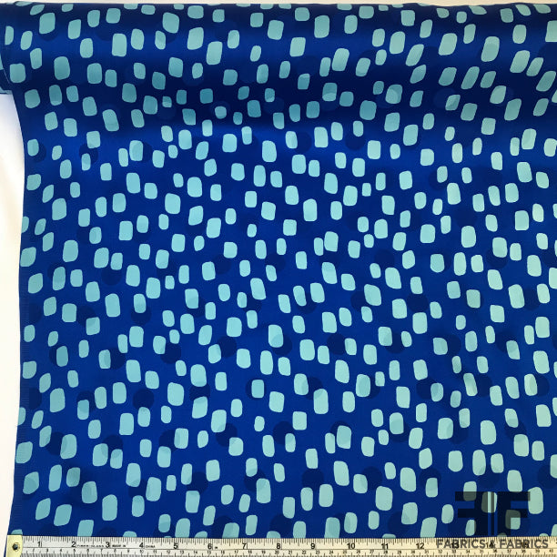 Boxy Polka Dot Printed Silk Jacquard - Blue/Light Blue