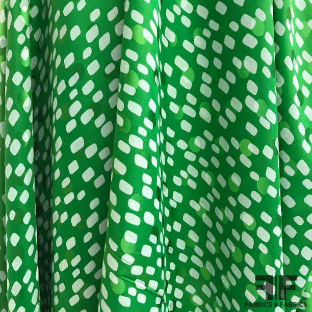 Boxy Polka Dot Printed Silk Jacquard - Green/Light Blue – Fabrics & Fabrics