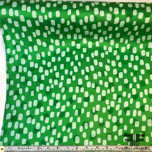 Boxy Polka Dot Printed Silk Jacquard - Green/Light Blue
