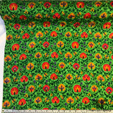 Floral Printed Silk Jacquard - Green/Red/Yellow