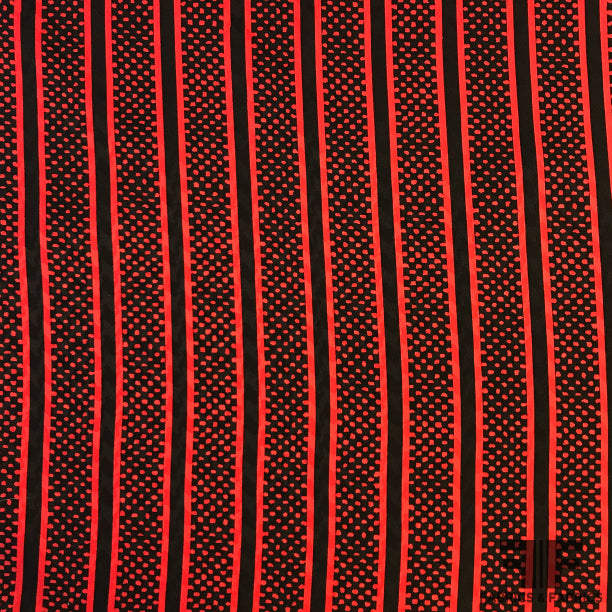 Polka Dot and Striped Silk Jacquard - Red/Black