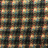 Abstract Houndstooth Printed on Silk Charmeuse - Red/Green/Blue/Black
