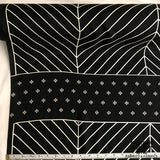 Geometric Linear Printed Silk Jacquard - Black/Off White