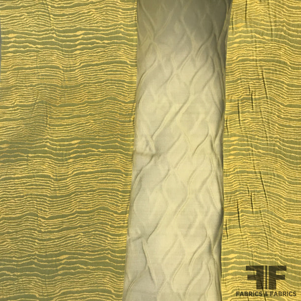 Novelty Striped Organza - Green/Gold