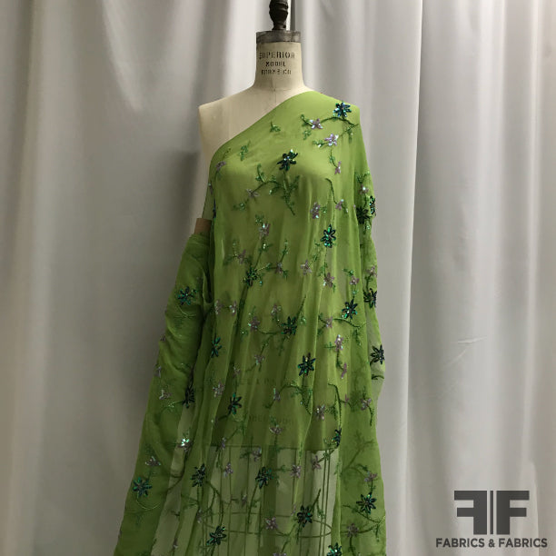 Aqua Green Silk Chiffon Petal 601 Fabric