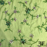 Floral Embroidered Sequin/Beaded Silk Chiffon - Green
