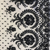 French Floral Border Point D’esprit Chantilly Lace - Navy