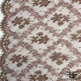 French Chantilly Lace Diamond Pattern - Maroon/Nude