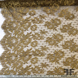 French Chantilly Border Pattern Lace - Gold/Brown