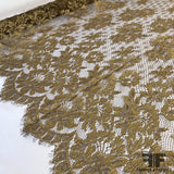 French Chantilly Border Pattern Lace - Gold/Brown