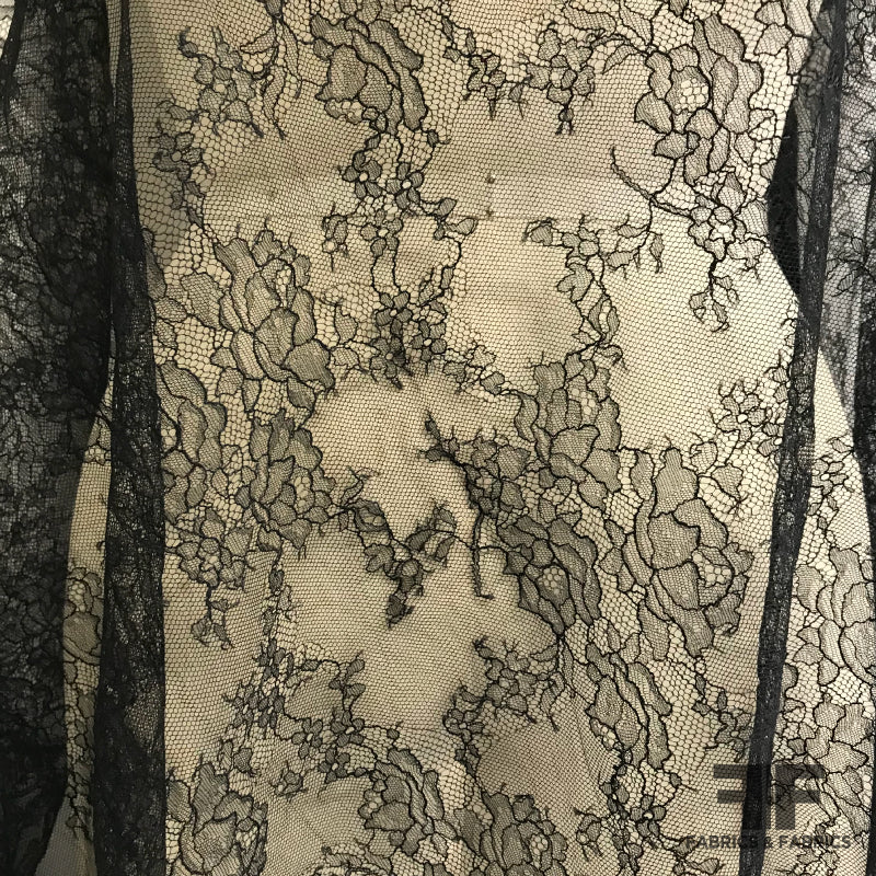 French Chantilly Lace - Black Sample - Gala Fabrics