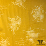 Floral Crinkled Printed Silk Chiffon - Yellow