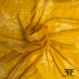 Floral Crinkled Printed Silk Chiffon - Yellow