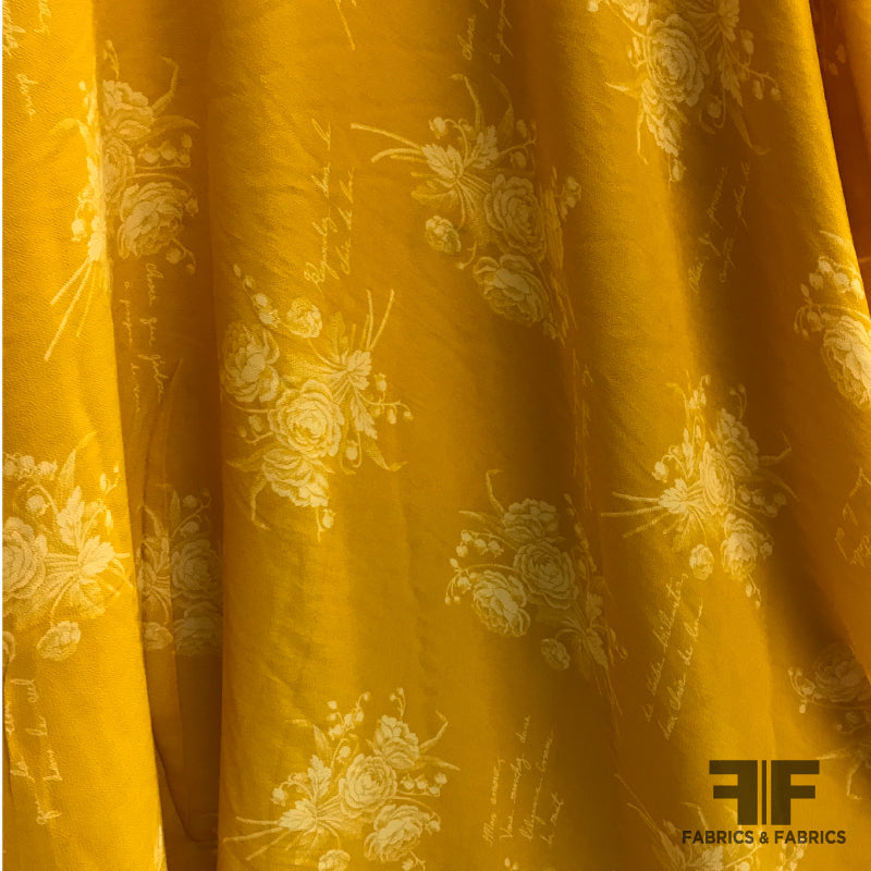 Floral Printed Rayon Crepe - Yellow