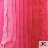 Ombre Polka Dot Printed Silk Chiffon - Red/Pink