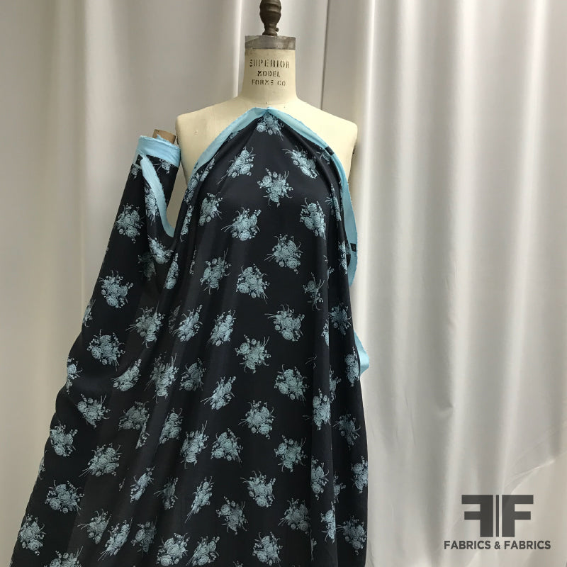Buy Navy Blue Silk Taffeta Fabric-6552