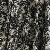 Abstract Floral Printed Rayon Twill - Black / Off White / Blue