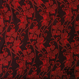 Floral Vine Printed Rayon Crepe - Maroon / Red