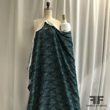 Floral Printed Rayon Twill - Green / Teal